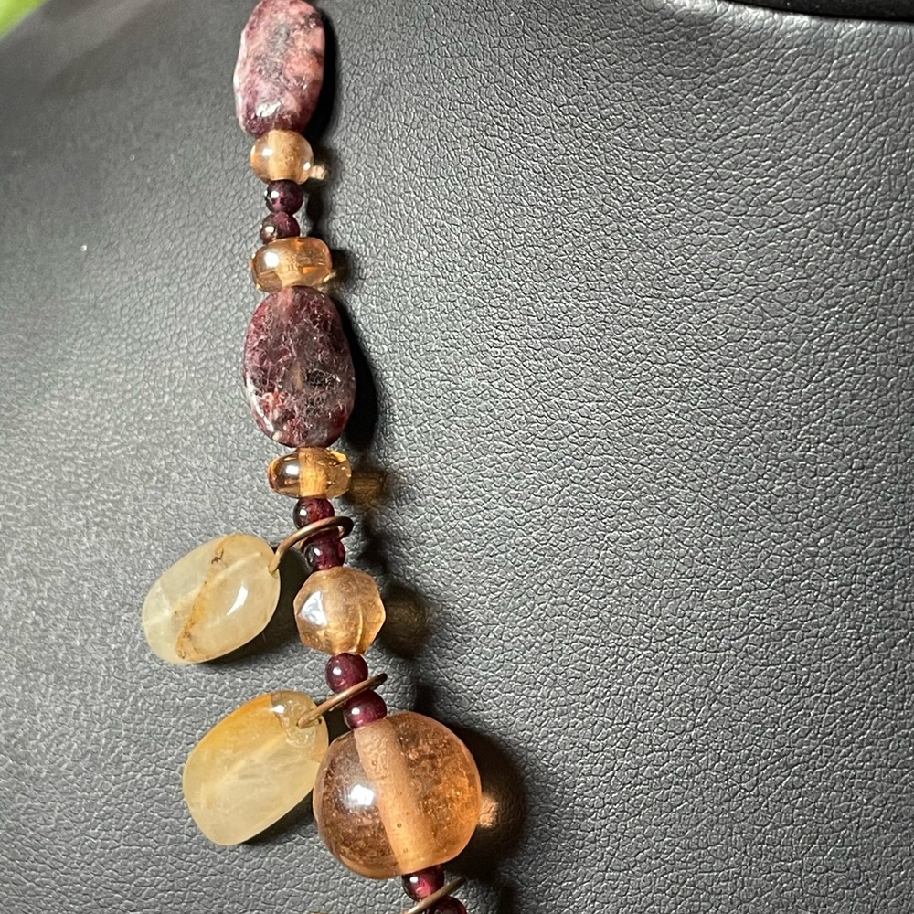 Tourmaline, Agate, Vintage beaded artisan necklace - Picture 4 of 8